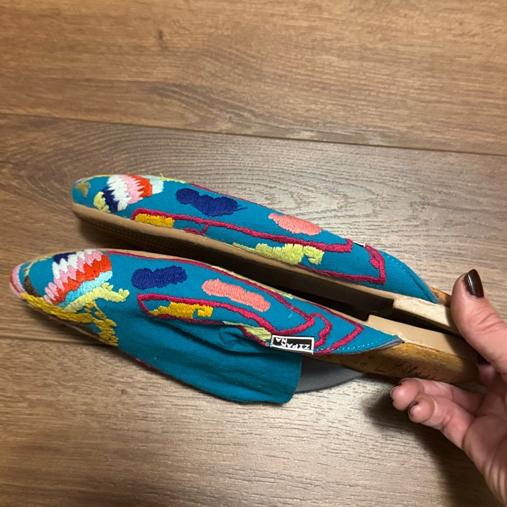 Cotton Embroidered Handmade Oaxaca Mules, Women’s 8 - Picture 5 of 6
